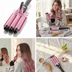 Remington LCD Temperature Display Pink Three Barrel Iron Hair Curler