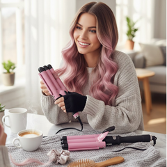 Remington LCD Temperature Display Pink Three Barrel Iron Hair Curler